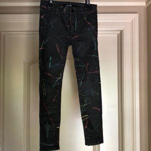Joe’s Jeans black girls paint splatter jeans